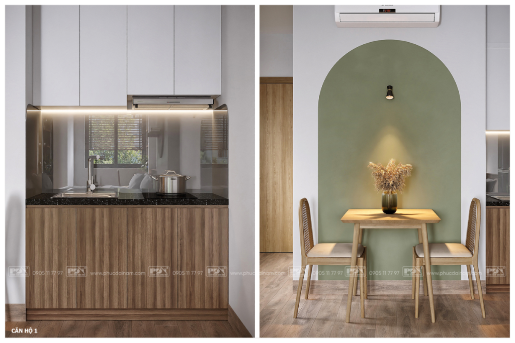 nội thất bếp căn hộ T' Apartment