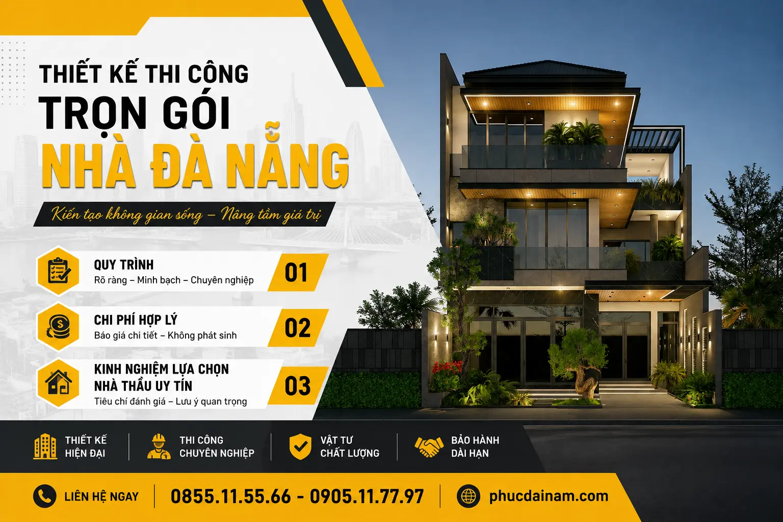 Thiết Kế Thi Công Trọn Gói Nhà Đà Nẵng – Quy Trình, Chi Phí & Kinh Nghiệm Lựa Chọn Nhà Thầu